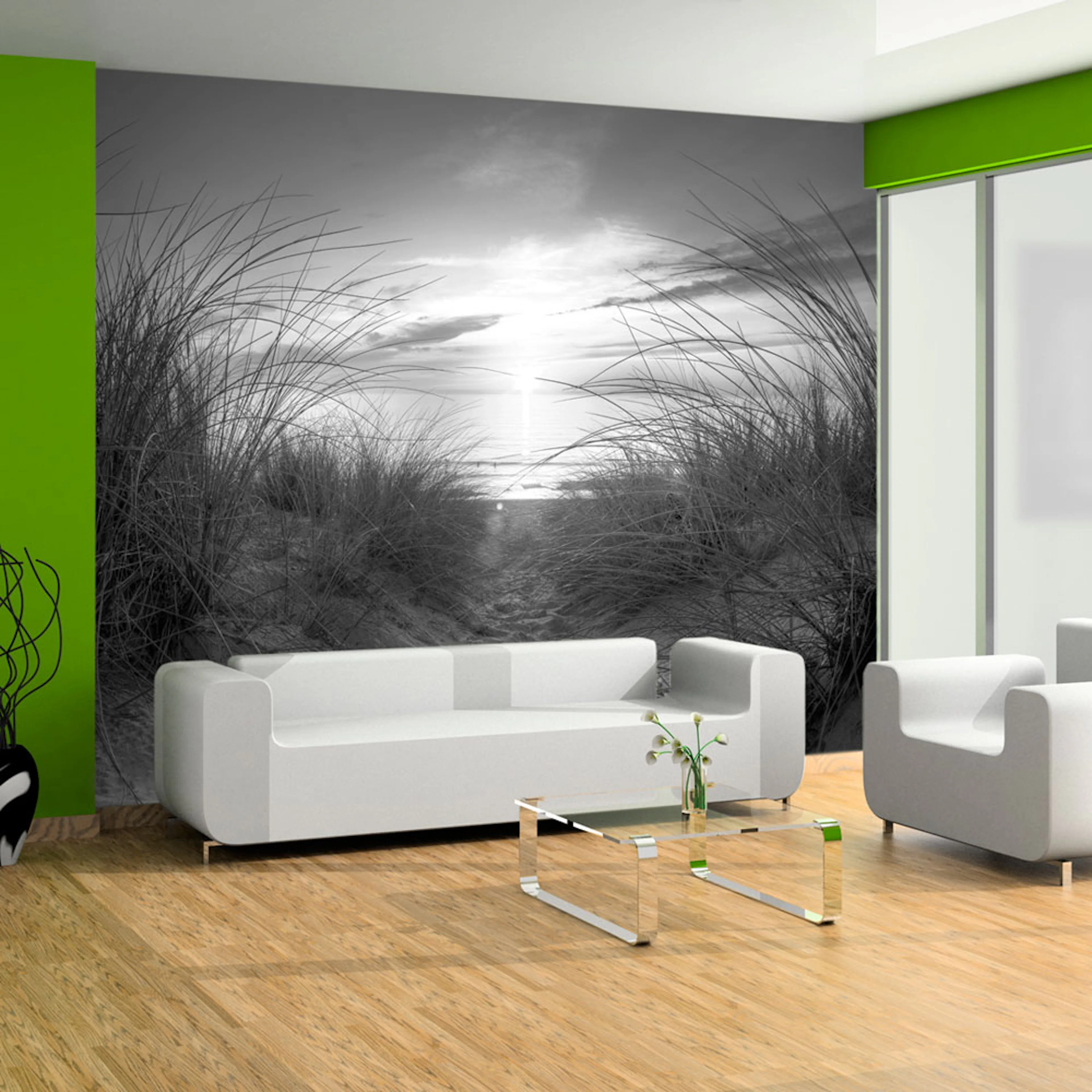 Fototapet Arkiio Beach Svart/Vit 450x315 cm