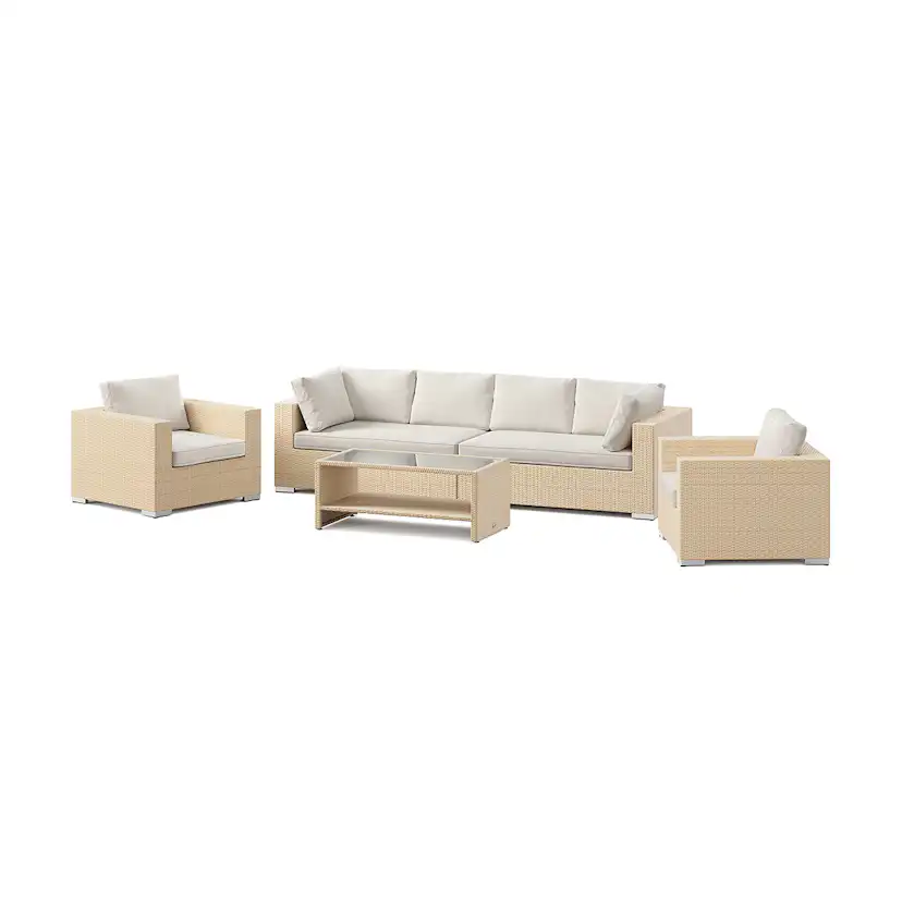 Bahamas Soffgrupp inkl 2 fåtöljer 6 sits - bord med hylla Beige