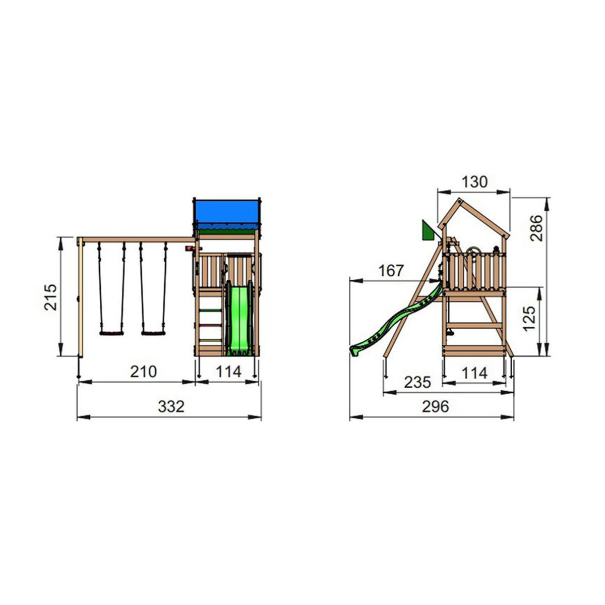 Lektorn Jungle Gym Home inkl. Swing Modul X'tra och rutschkana