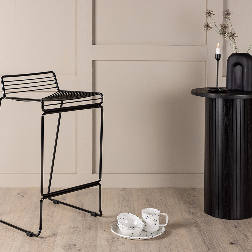 Dothan Bar Chair - Black / Black Steel Svart