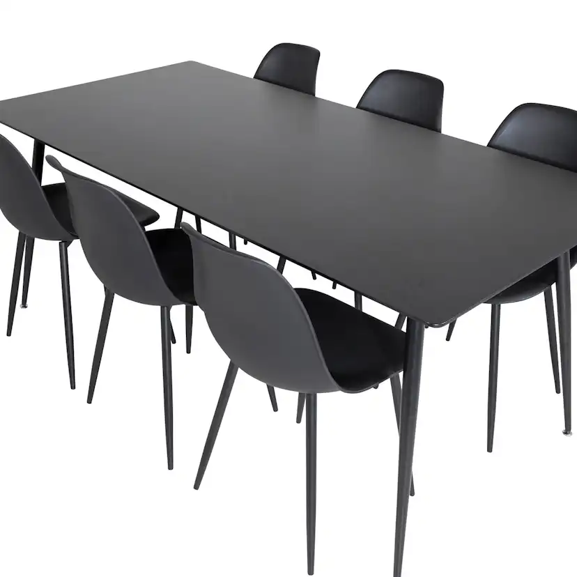 Silar Table - 180 cm-Black Melamine+Polar Chair-Black _6 Svart