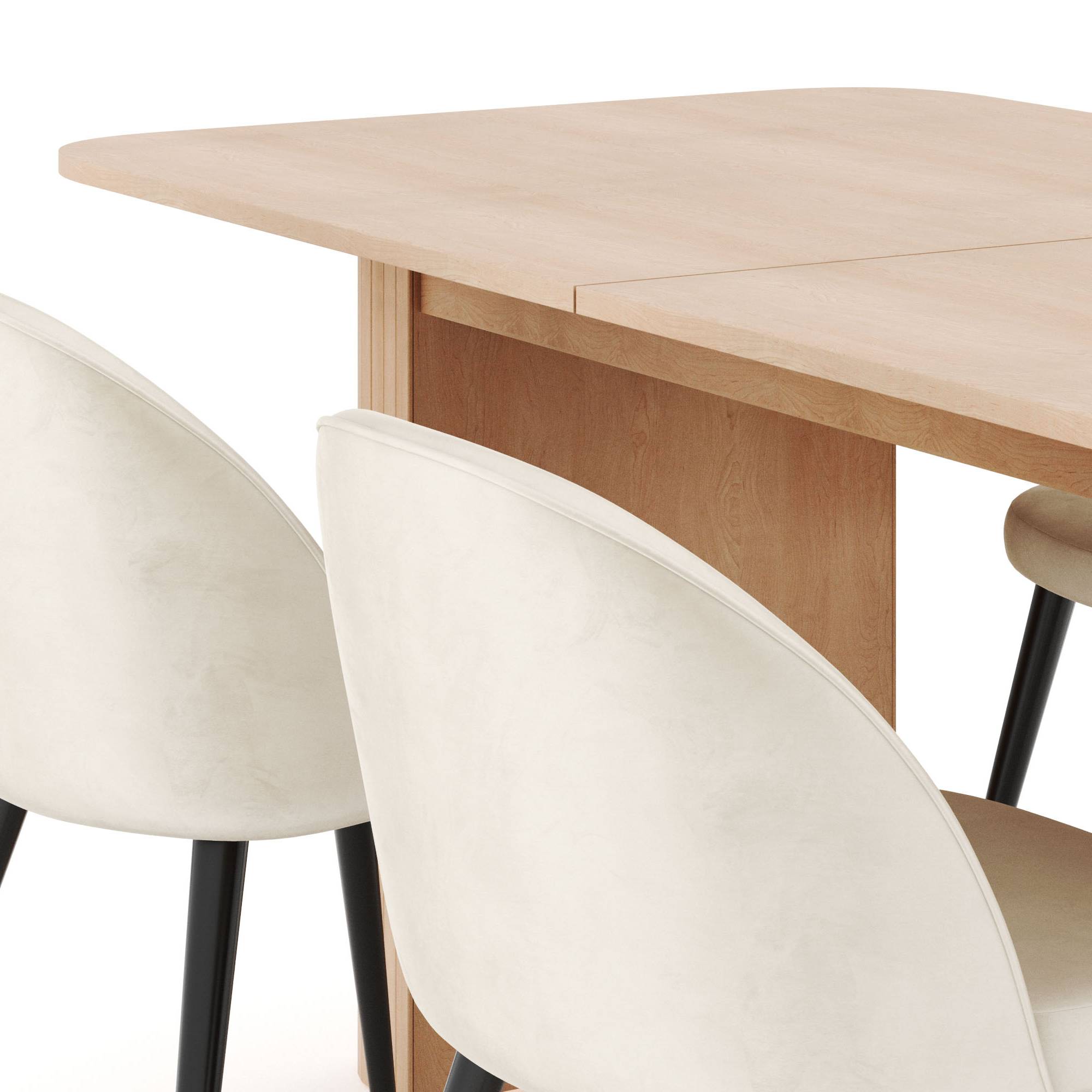 Matgrupp Bark Kopparbo Rektangulärt Matbord 180-240 cm Förlängningsbartt med 4 Valeri Matstol