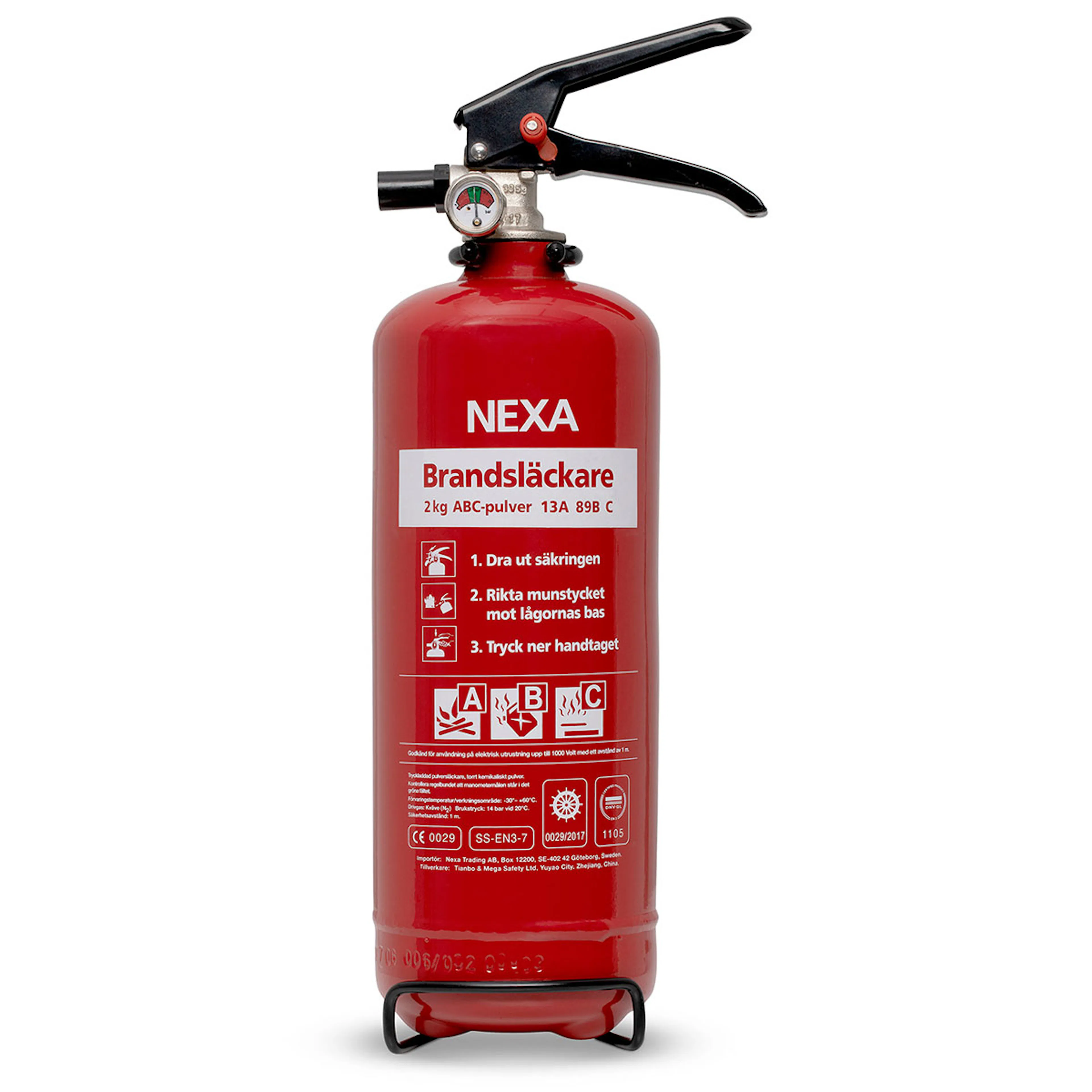 Brandsläckare Nexa 2kg Pulversläckare Röd