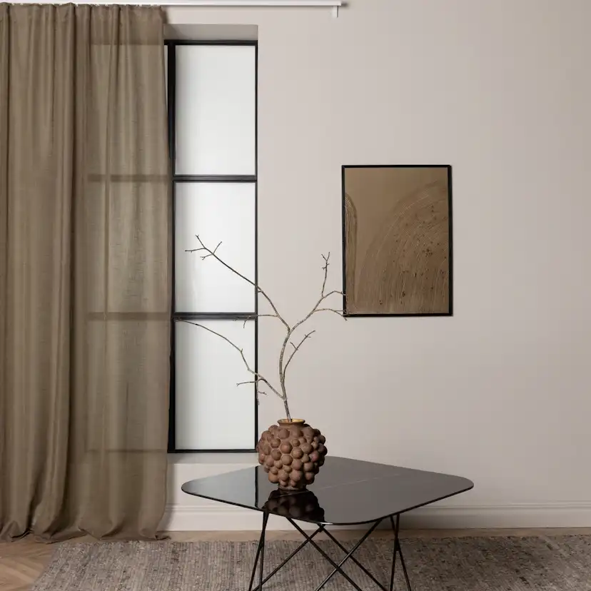 Kaya Curtain Polyester/linenlook - Brown - 140*290 - Multi b Brun, Längd: 290 cm
