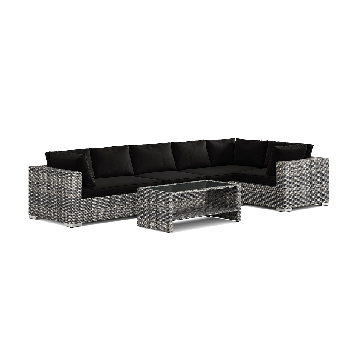 Loungegrupp Comfort Garden Bahamas utomhus hörnsoffa 6-sits vändbar och bord med hylla