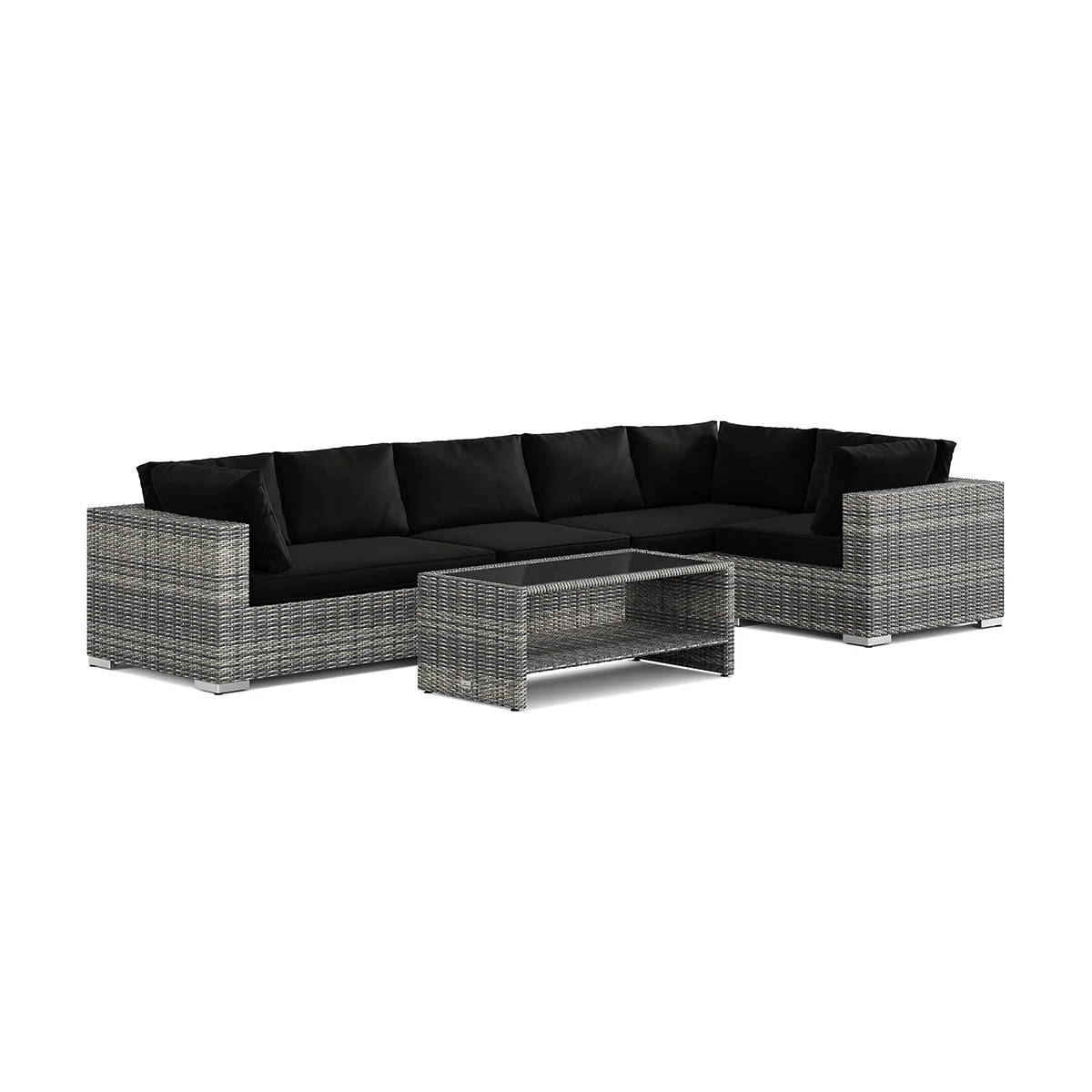 Loungegrupp Comfort Garden Bahamas utomhus hörnsoffa 6-sits vändbar och bord med hylla