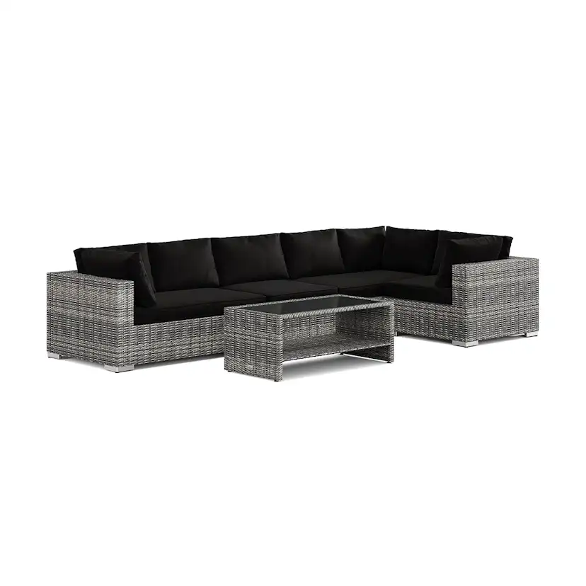 Loungegrupp Comfort Garden Bahamas utomhus hörnsoffa 6-sits vändbar och bord med hylla