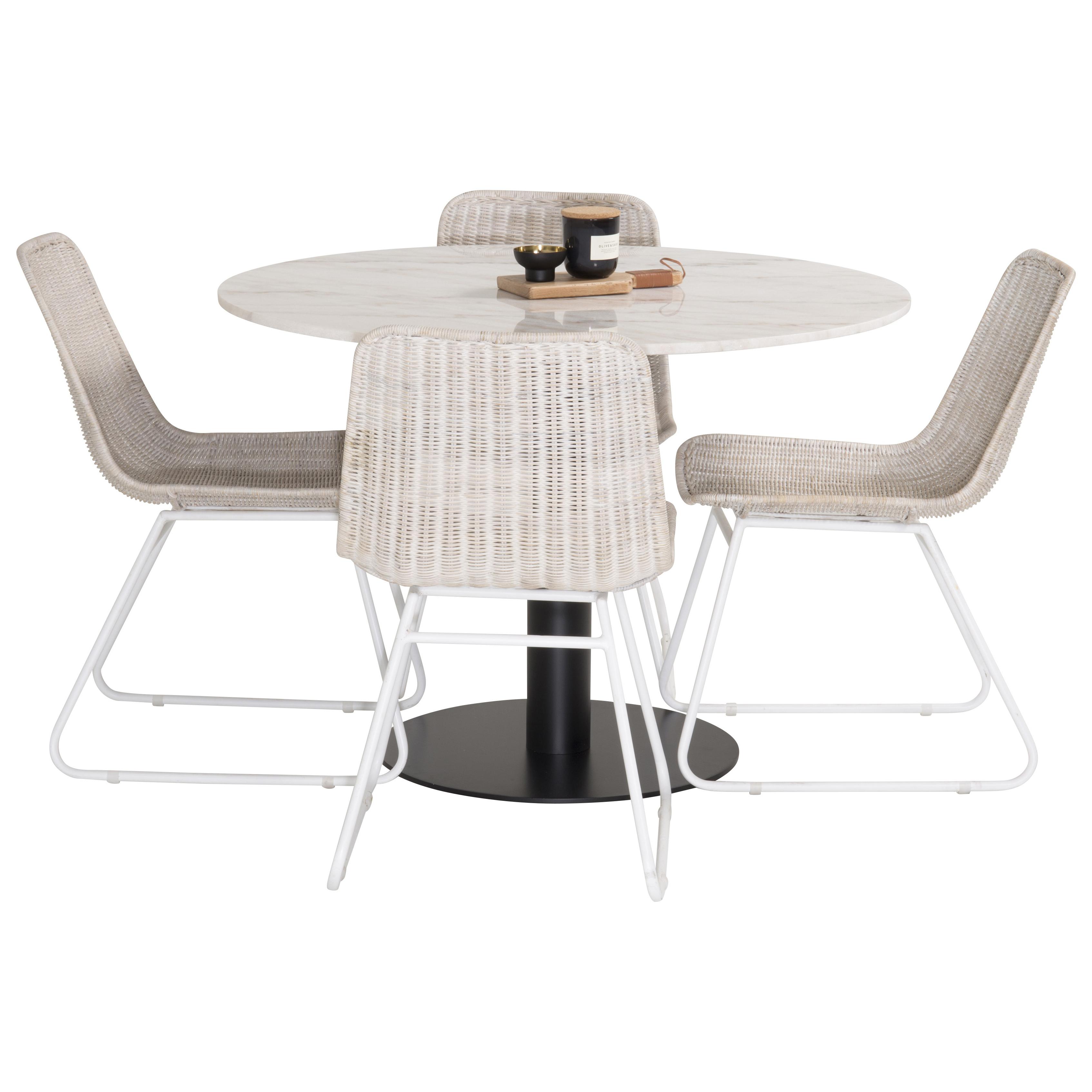 Matgrupp Venture Home Estelle Rund med 4 Cornelia Stolar