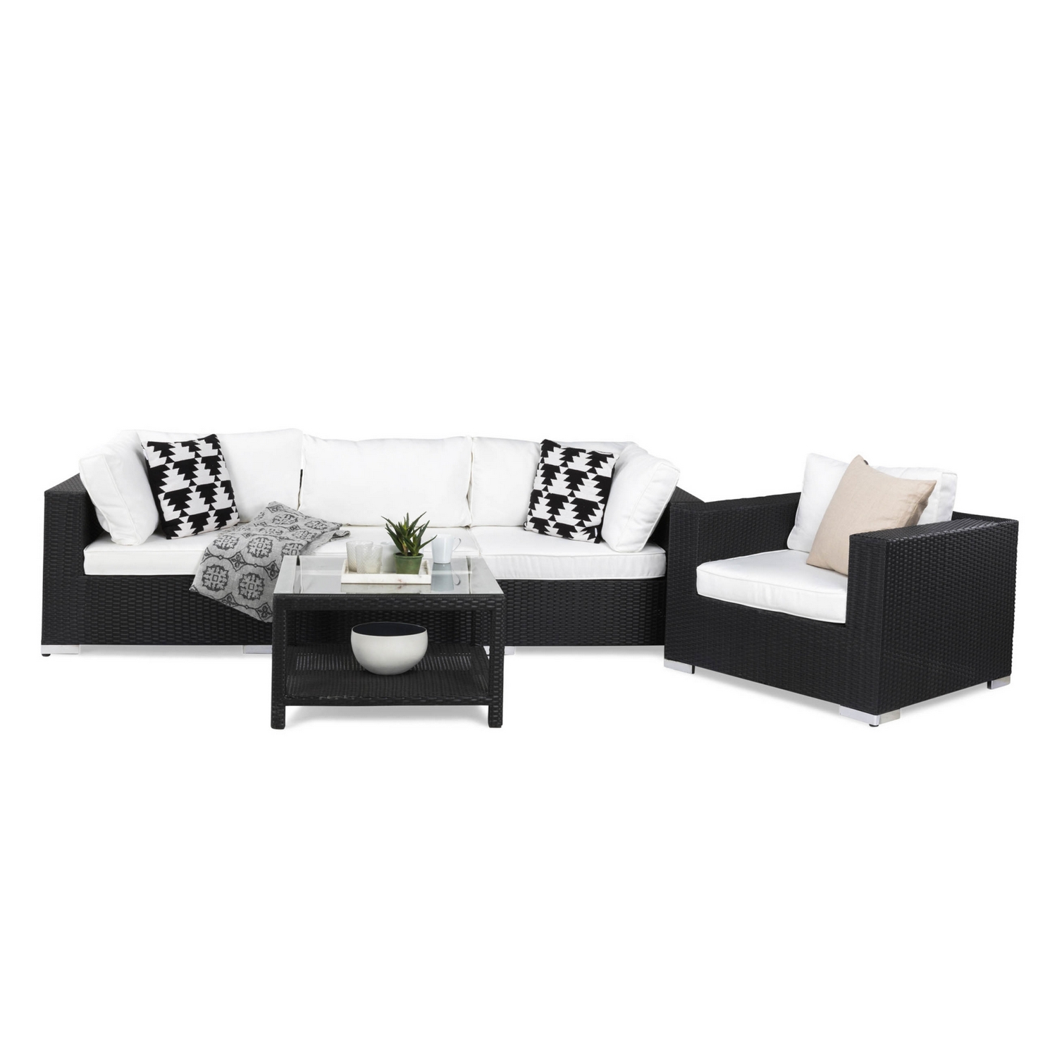 Loungegrupp Comfort Garden Bahamas 4-sits med Fåtölj och Bord 75x75