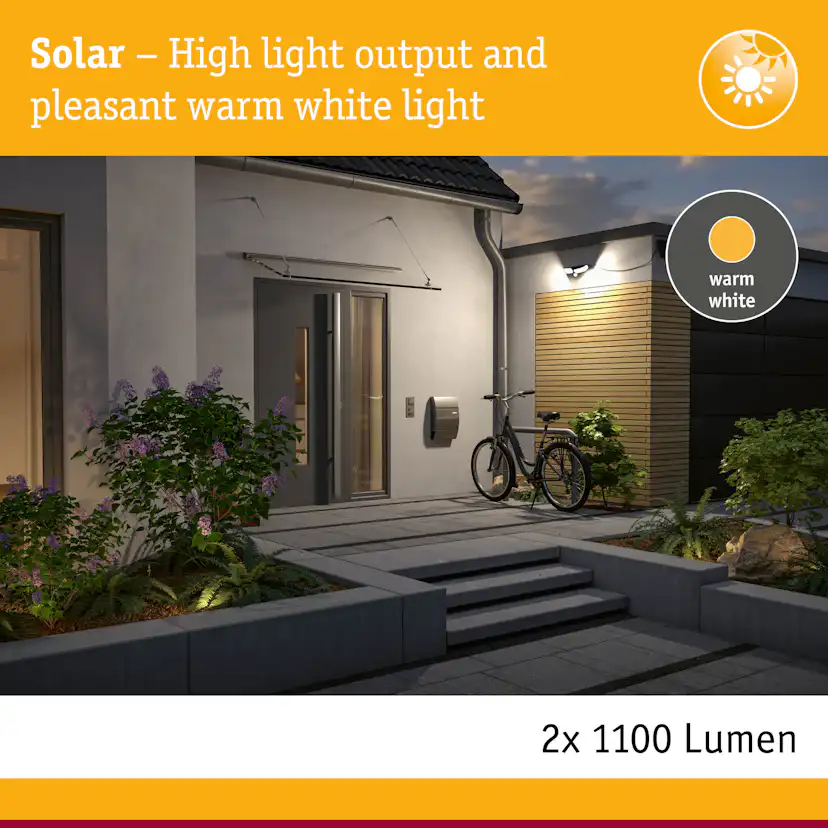 Fasadbelysning Solcell Paulmann Sonlig LED med Skymningsstyrd rörelsedetektor IP65