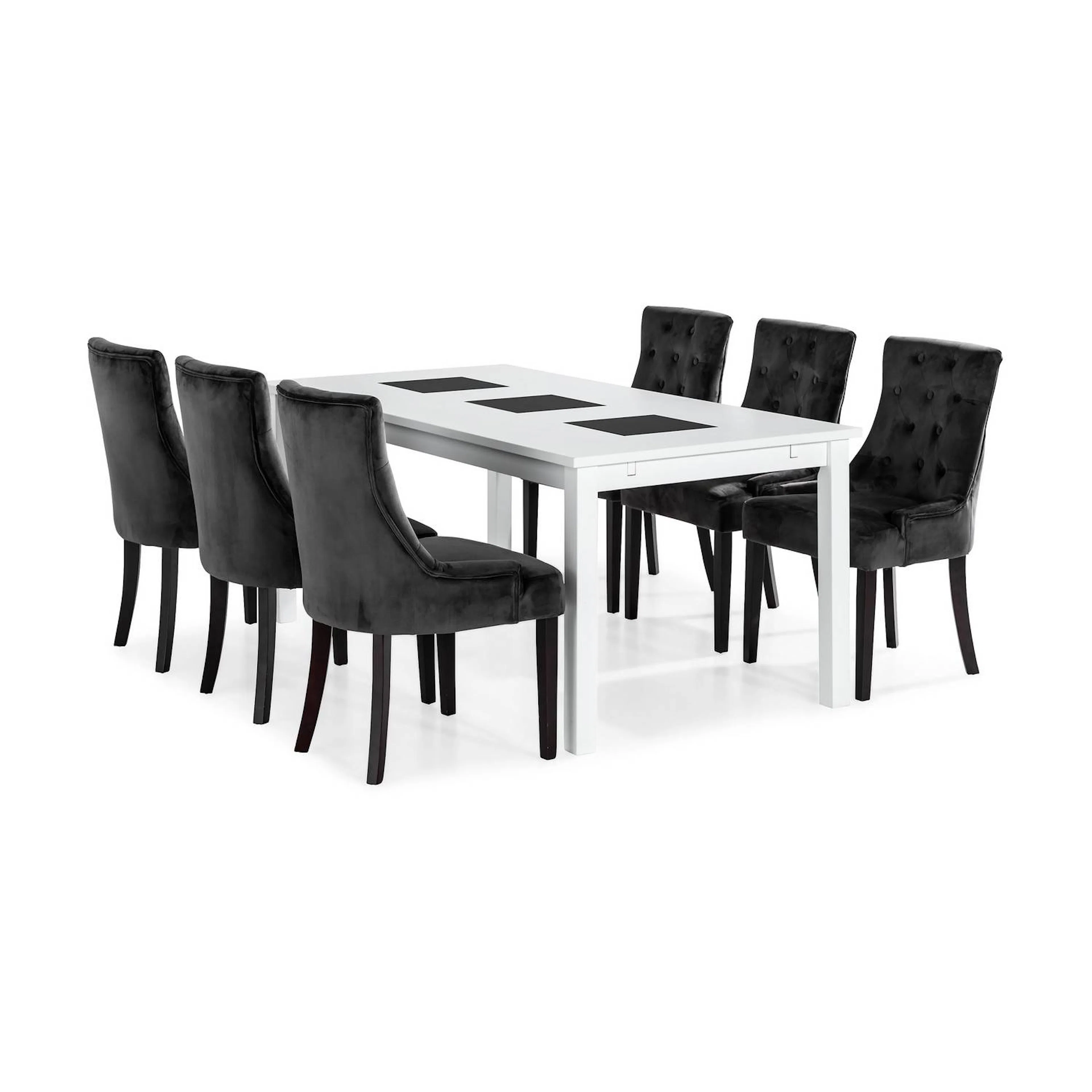 Matgrupp Basic Home Jasmin Rektangulärt Matbord 180-270 cm Förlängningsbart med 6 Viktoria Matstol