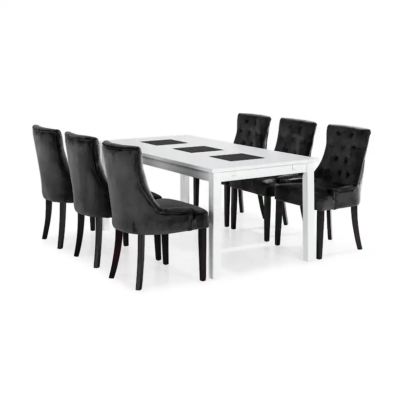 Matgrupp Basic Home Jasmin Rektangulärt Matbord 180-270 cm Förlängningsbart med 6 Viktoria Matstol