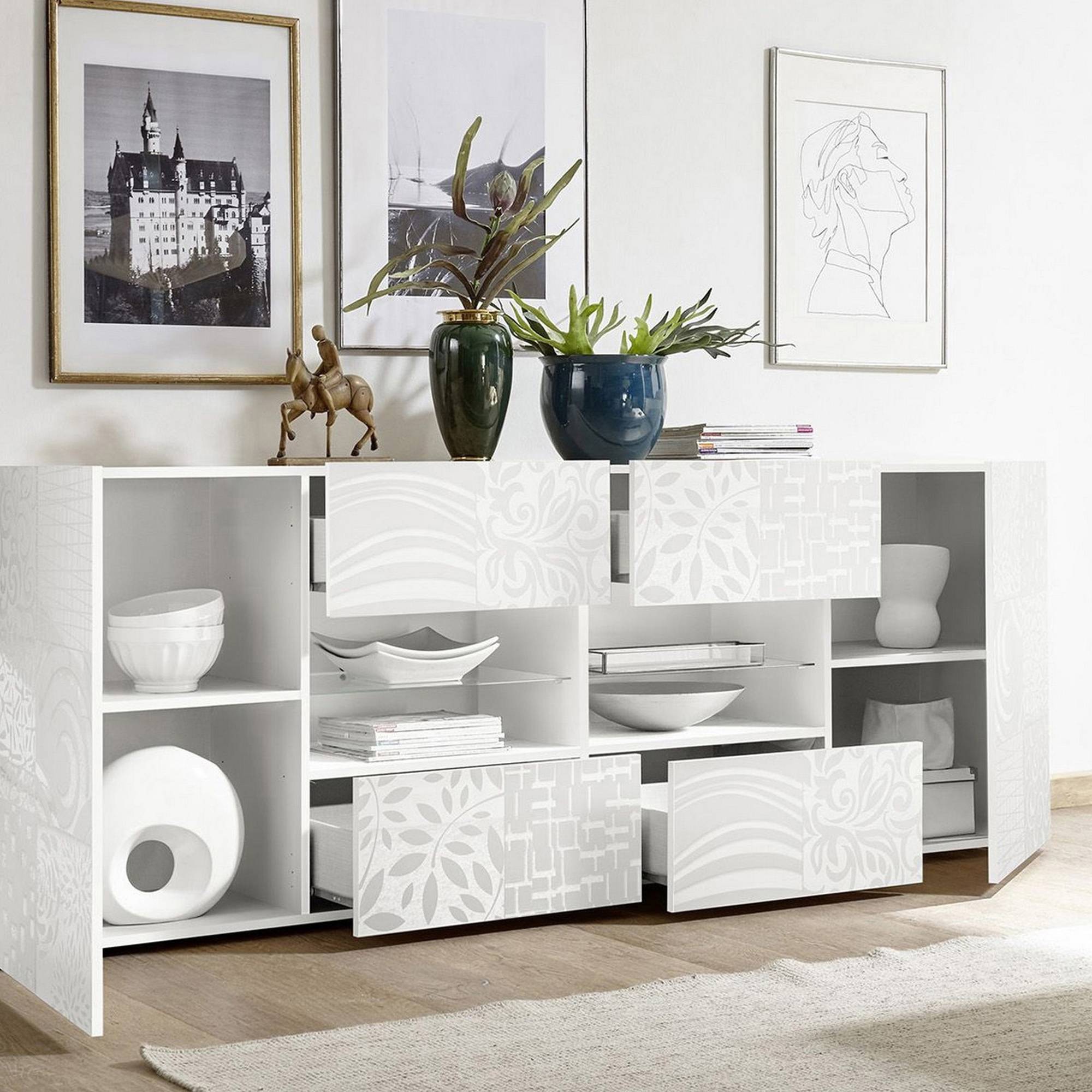 Sidobord LC Spa Mironne 241 cm 4 Hyllor Vit