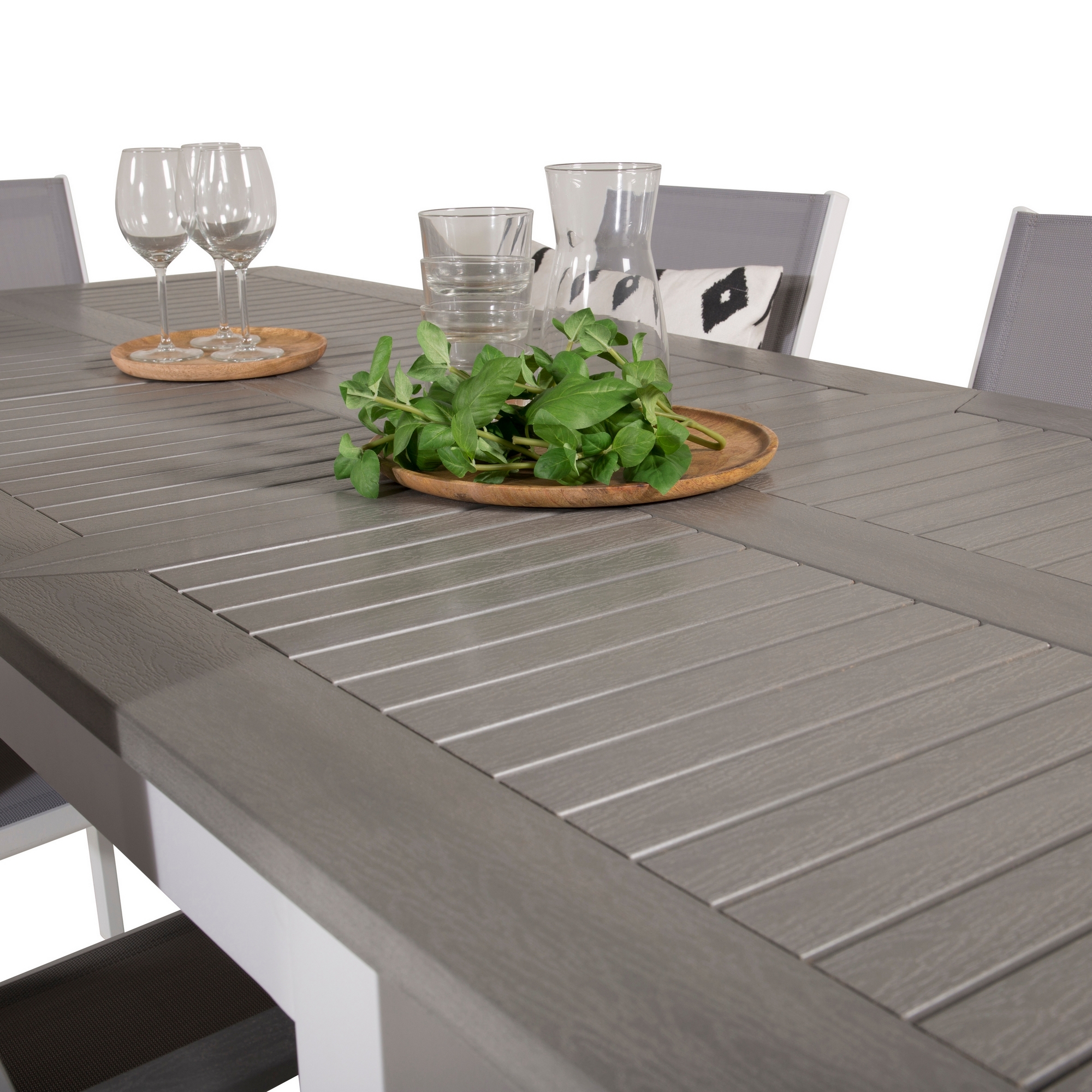 Albany Dining Table 152/210*90 - White Alu / Grey Aintwood+P Vit/Grå