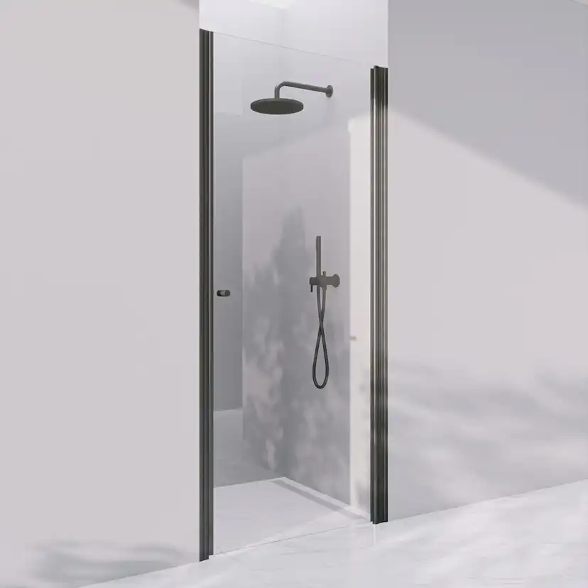 Invitrea Prime PN2/Högerhängd/90/Mattsvart/Fingerhål/Klart g Glastyp: Klarglas, Handtag: Fingerhål, Profil: Mattsvart, Hängning: Högerhängd, Bredd: 900 mm