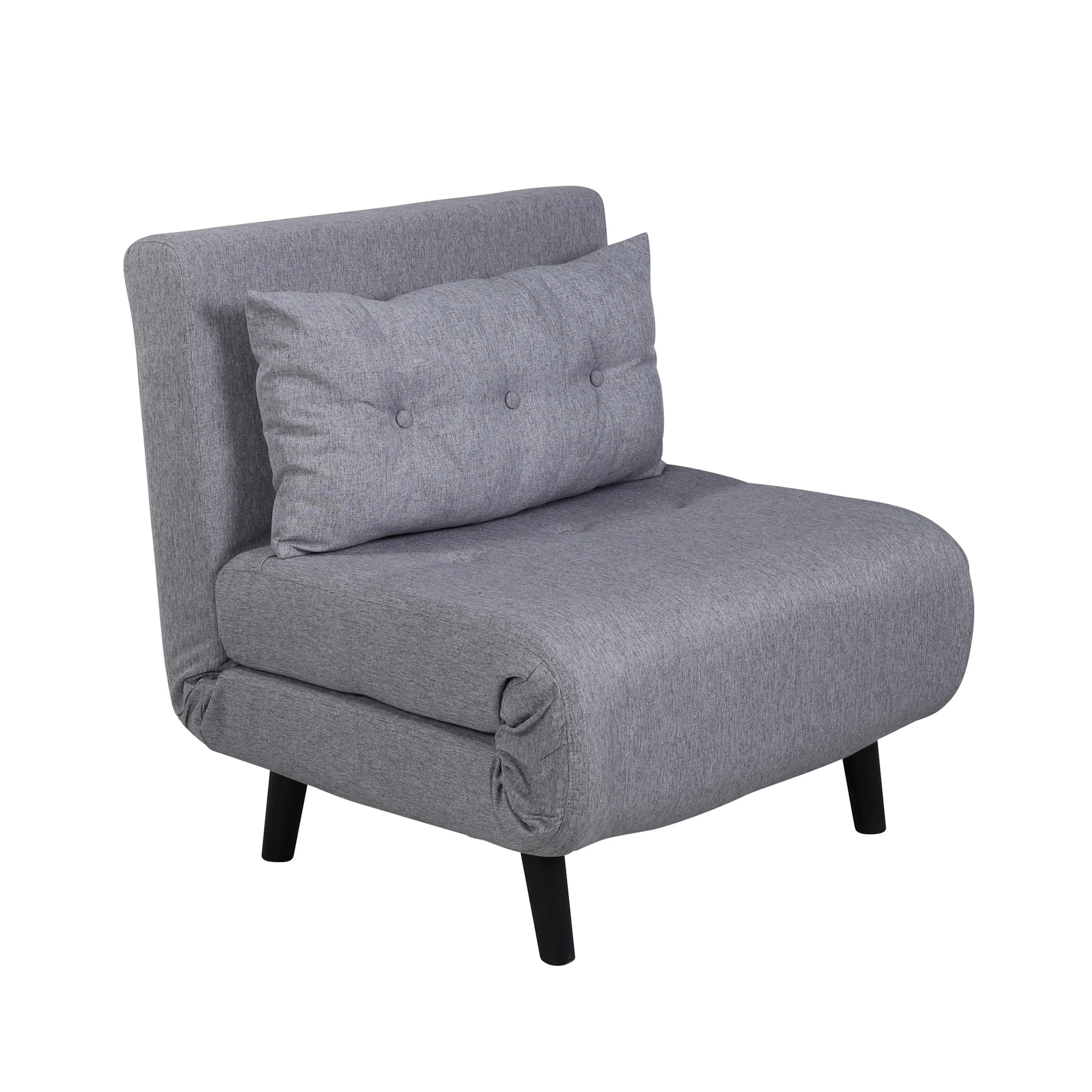 Vicky Folding Bed Single - Black / Steel Grey Fabric Grå