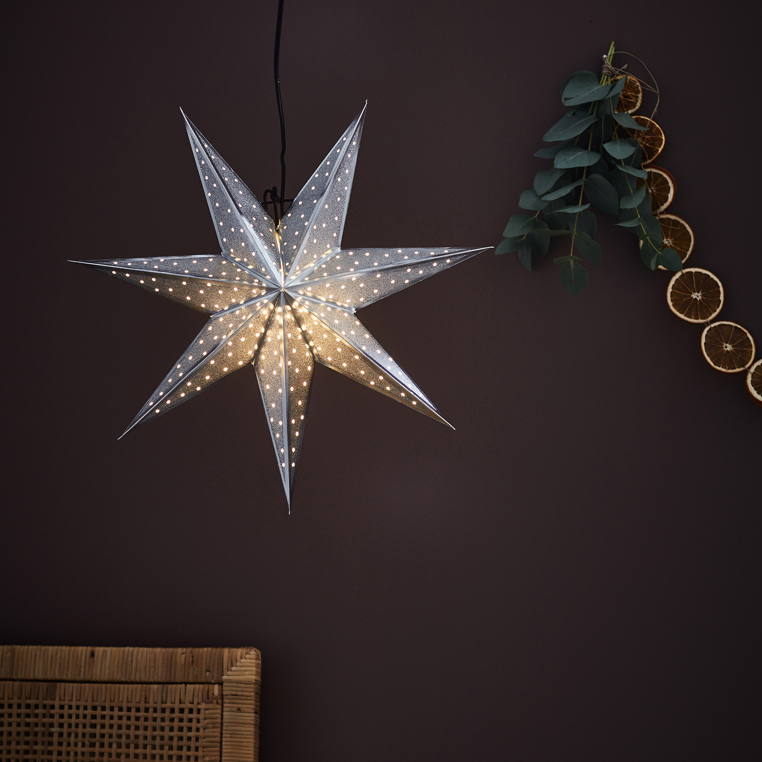 Adventsstjärna Markslöjd Glitter 45 cm Hängande