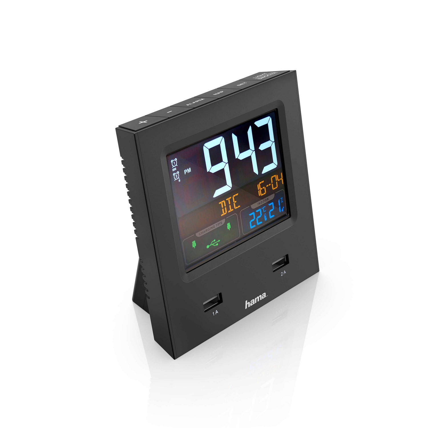 Väckarklocka Hama Dual-Usb Usb-Laddning Svart