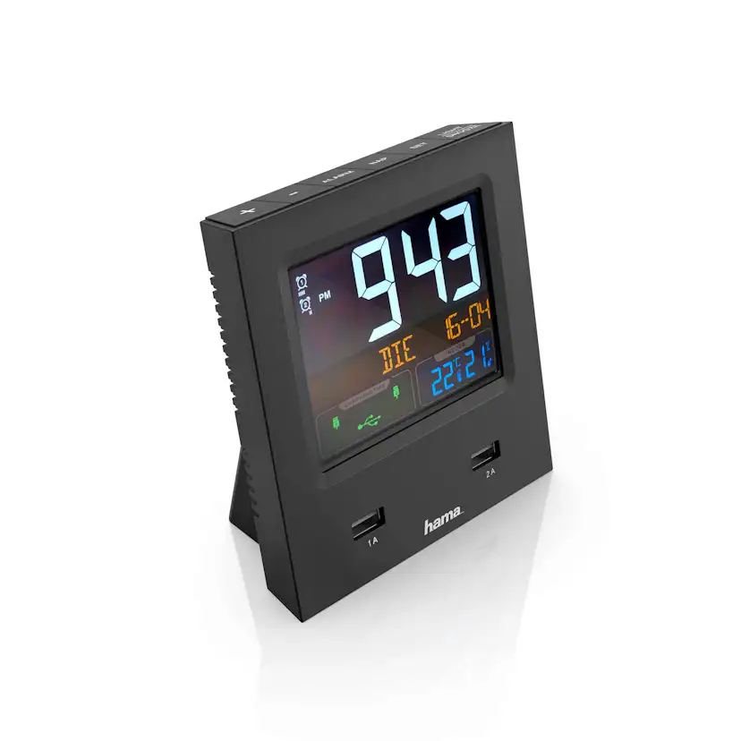 Väckarklocka Hama Dual-Usb Usb-Laddning Svart