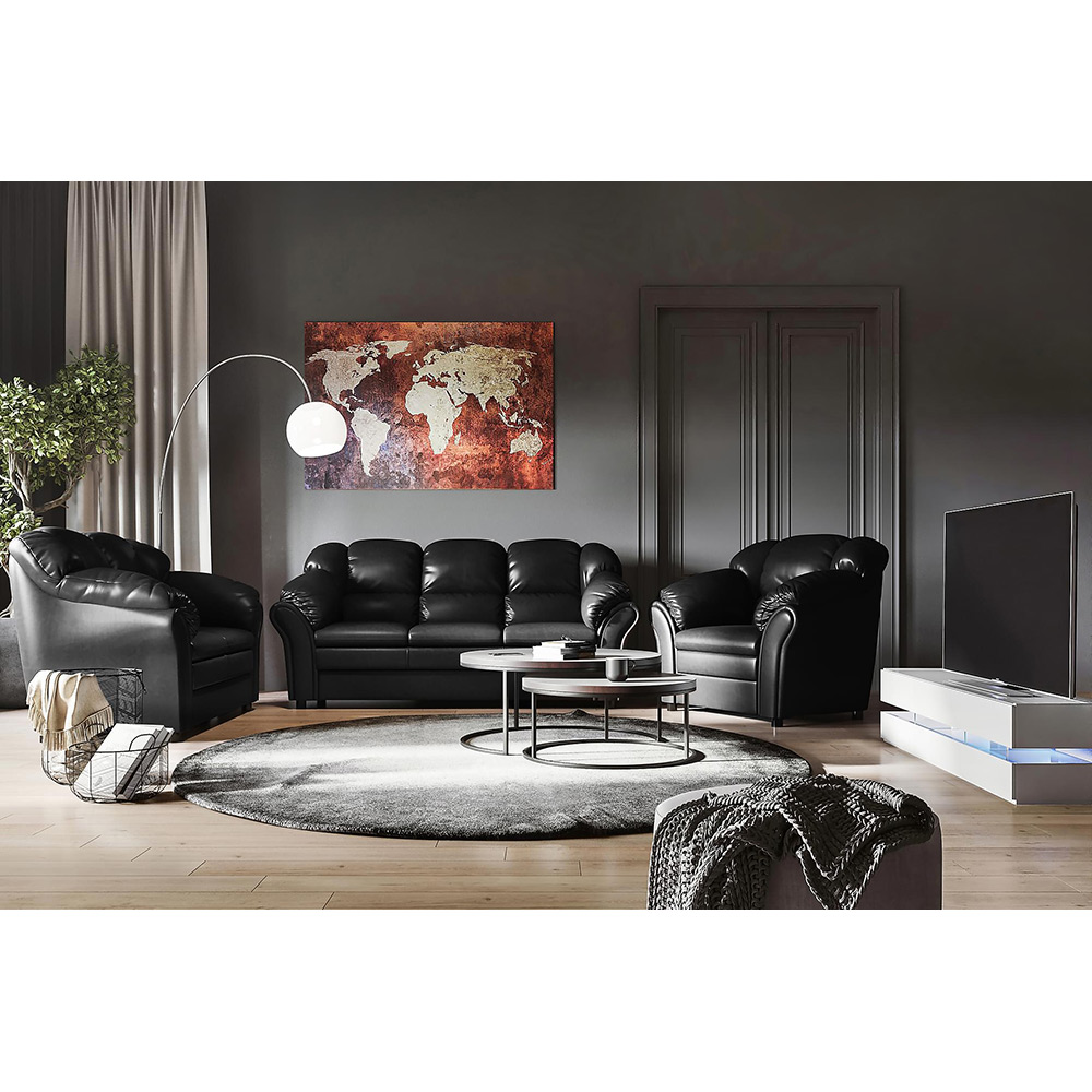 Salvador 2-sits Soffa Svart PU Svart