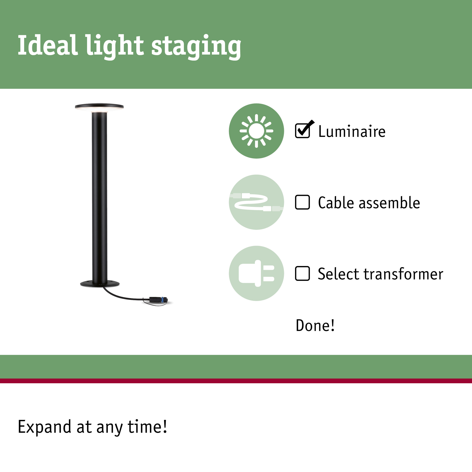 Pollare LED Paulmann Plate Plug & Shine IP44 24V Ljus: Soft White