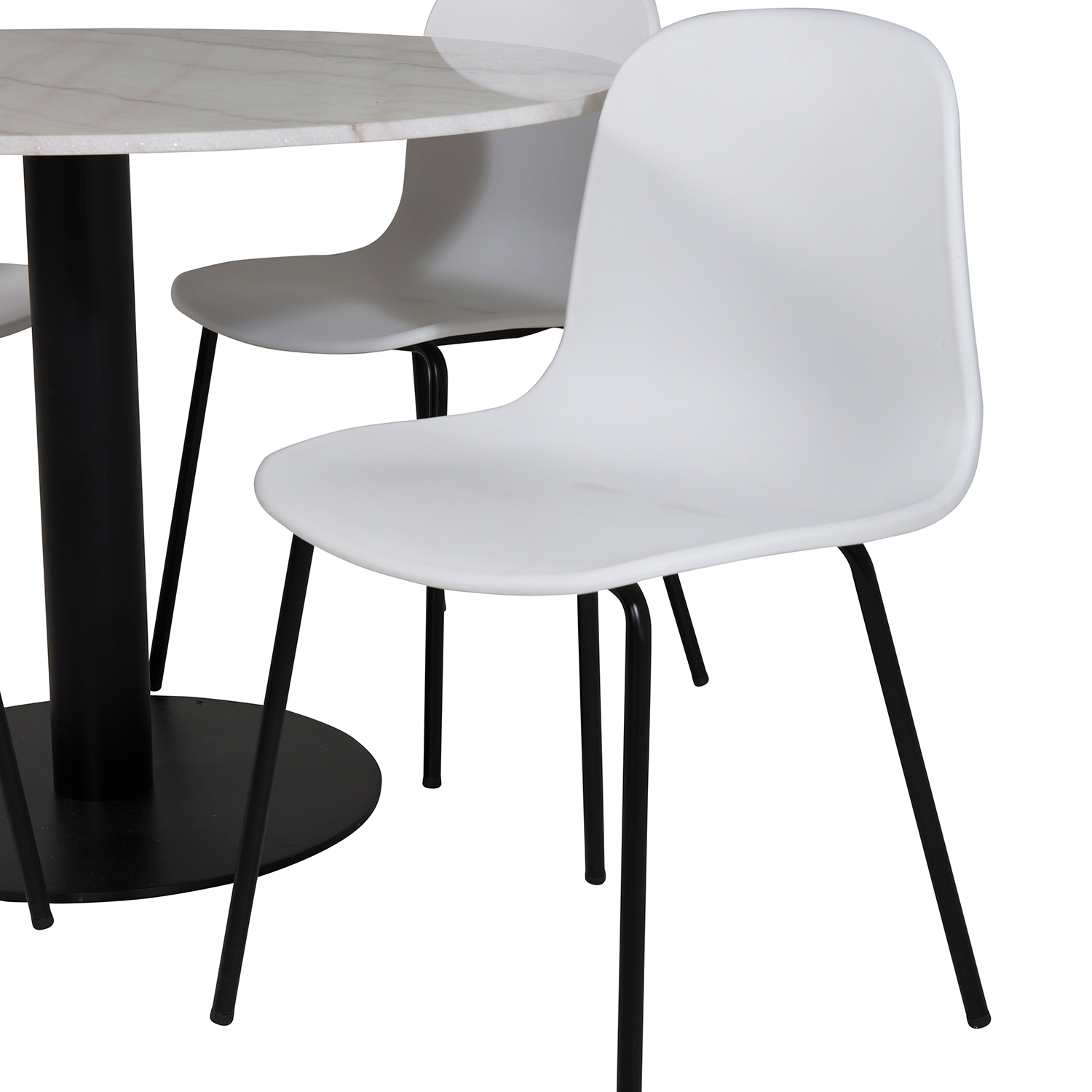 Estelle Round Dining Table ø106+ Arctic Dining Chair Vit/Svart/Vit