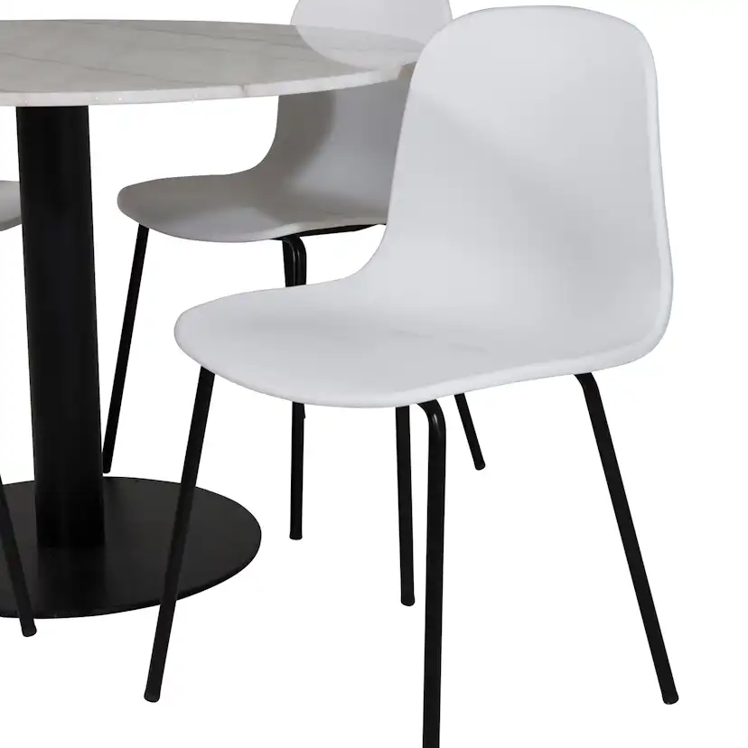 Estelle Round Dining Table ø106+ Arctic Dining Chair Vit/Svart/Vit