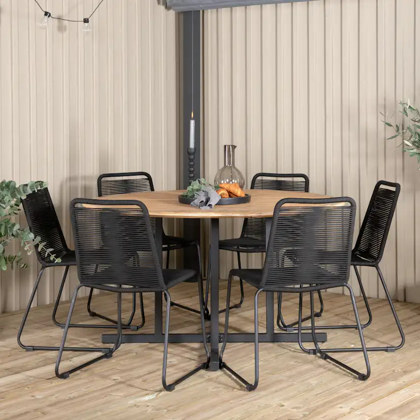 Matgrupp Venture Home Zurc med 6 Lumi Stapelbara Matstolar