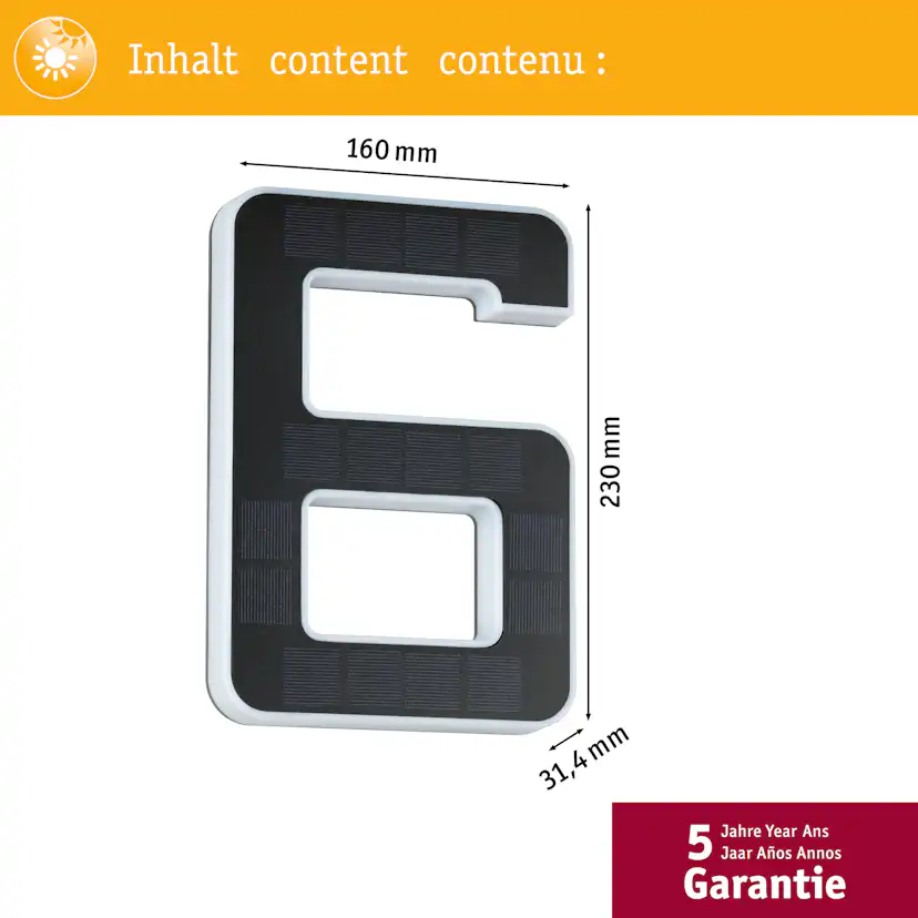 Fasadbelysning Solcell LED Paulmann Husnummer 0-9 med belysning inkl. utbytbart batteri IP44