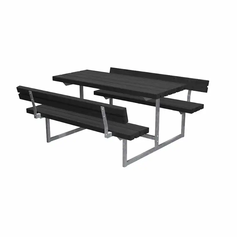 Bord/Bänkset PLUS Basic Junior 118 cm Svart med 2 Ryggstöd