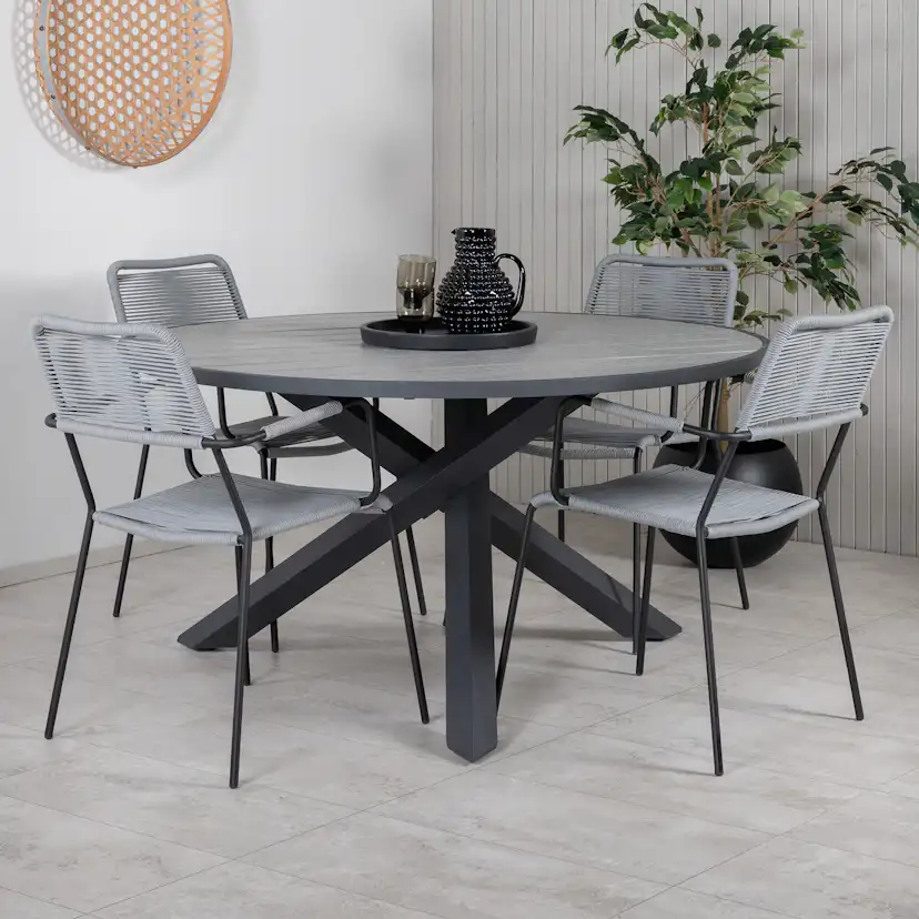 Matgrupp Utomhus Venture Home Pincy med 4 Leon Trädgårdsstolar