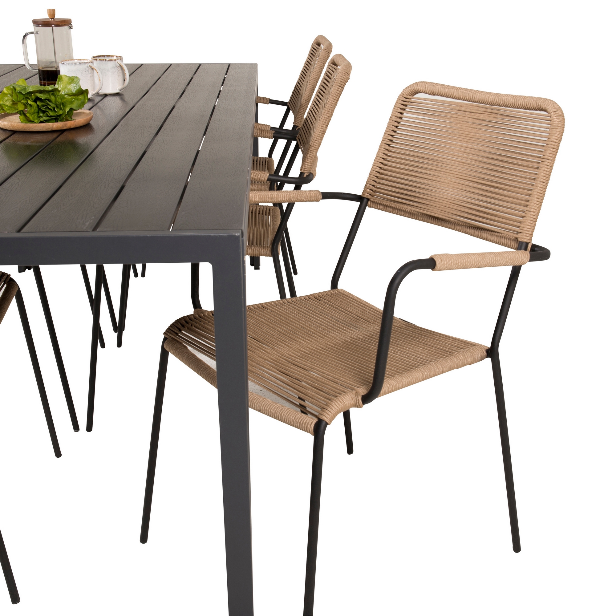 Matgrupp Utomhus Venture Home Bront 205/90 med 6 Leon KarmTrädgårdsstolar