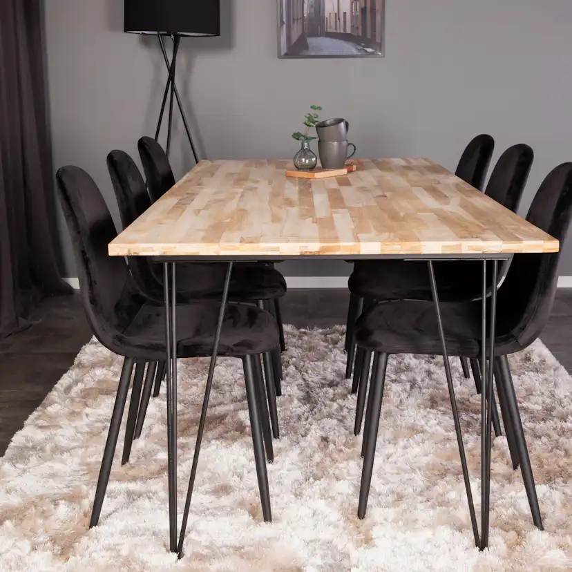 Bali Matbord - Svart / Naturträ - 200*90*H75+Polar Dining C Natur/Svart