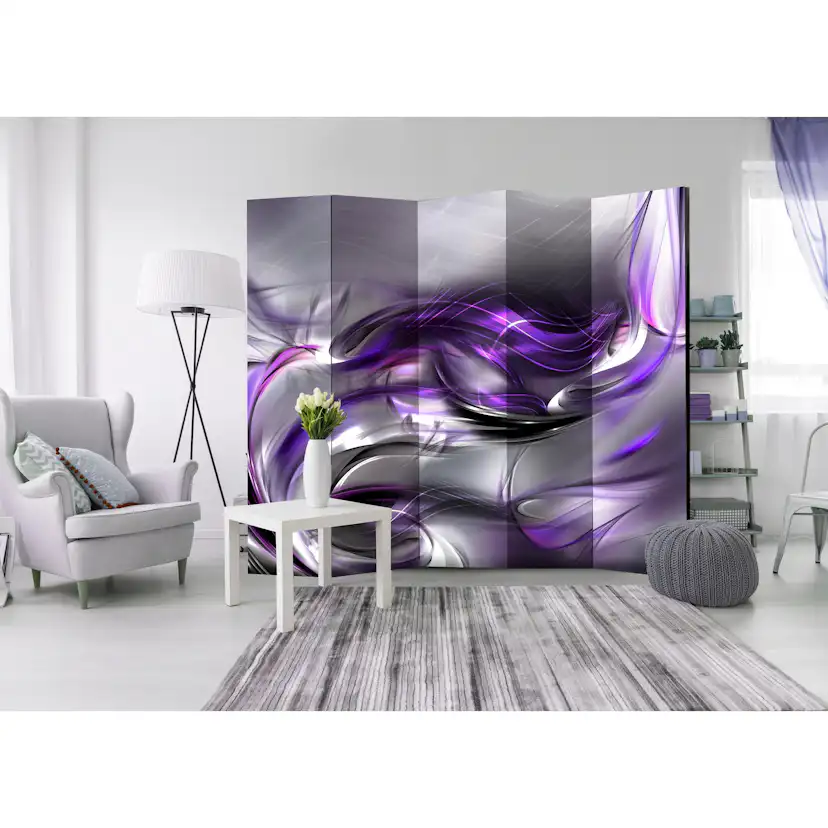Rumsavdelare Skärmvägg Arkiio Purple Swirls II 225x172 cm