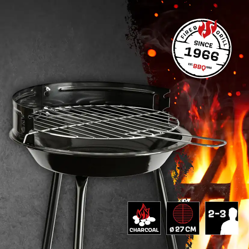 Kolgrill Landmann Picnic BBQ Portabel Grill, Justerbar Höjd & Vindskydd