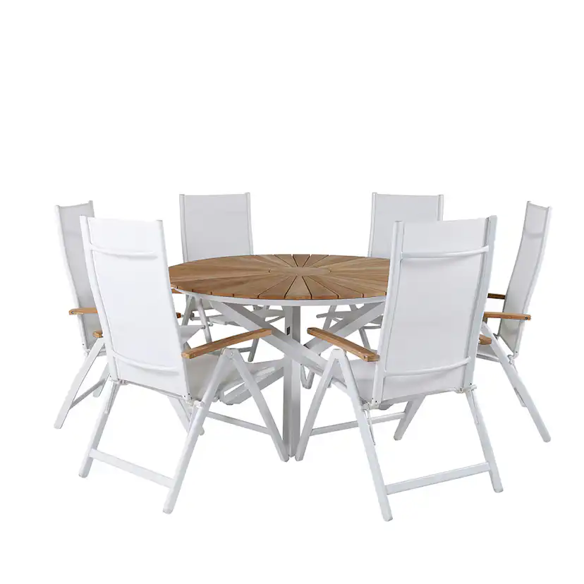 Matgrupp Venture Home Mendi Rund med 6 Pave Stolar