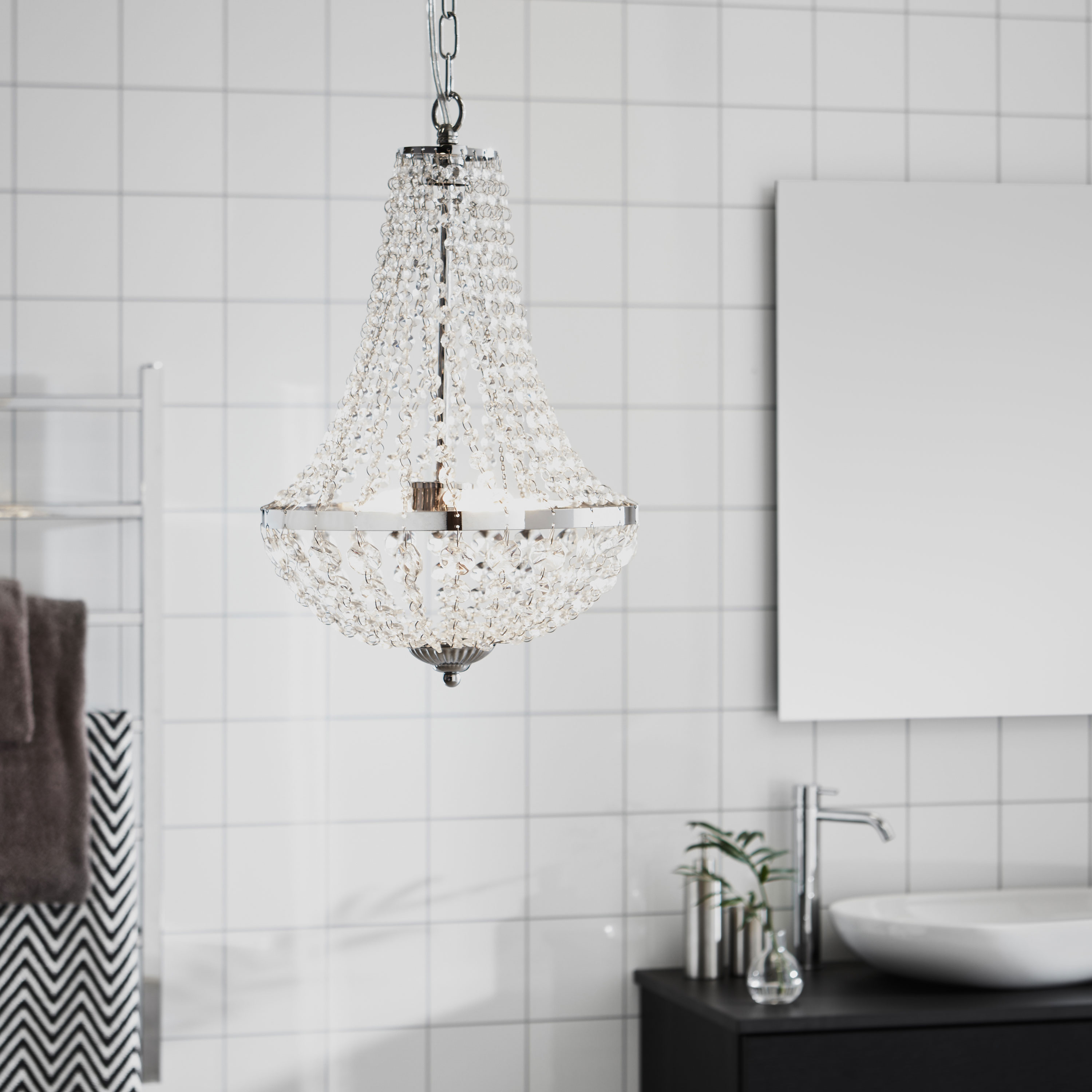 Kristallkrona Markslöjd Gränsö Taklampa IP44 Krom/Transparent