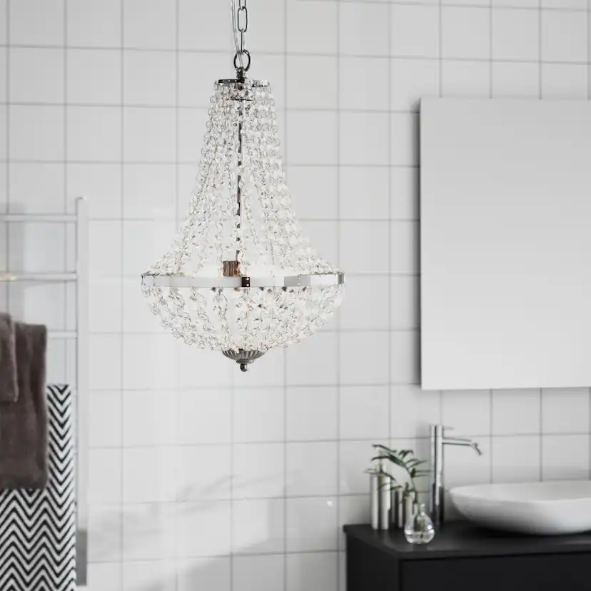 Kristallkrona Markslöjd Gränsö Taklampa IP44 Krom/Transparent
