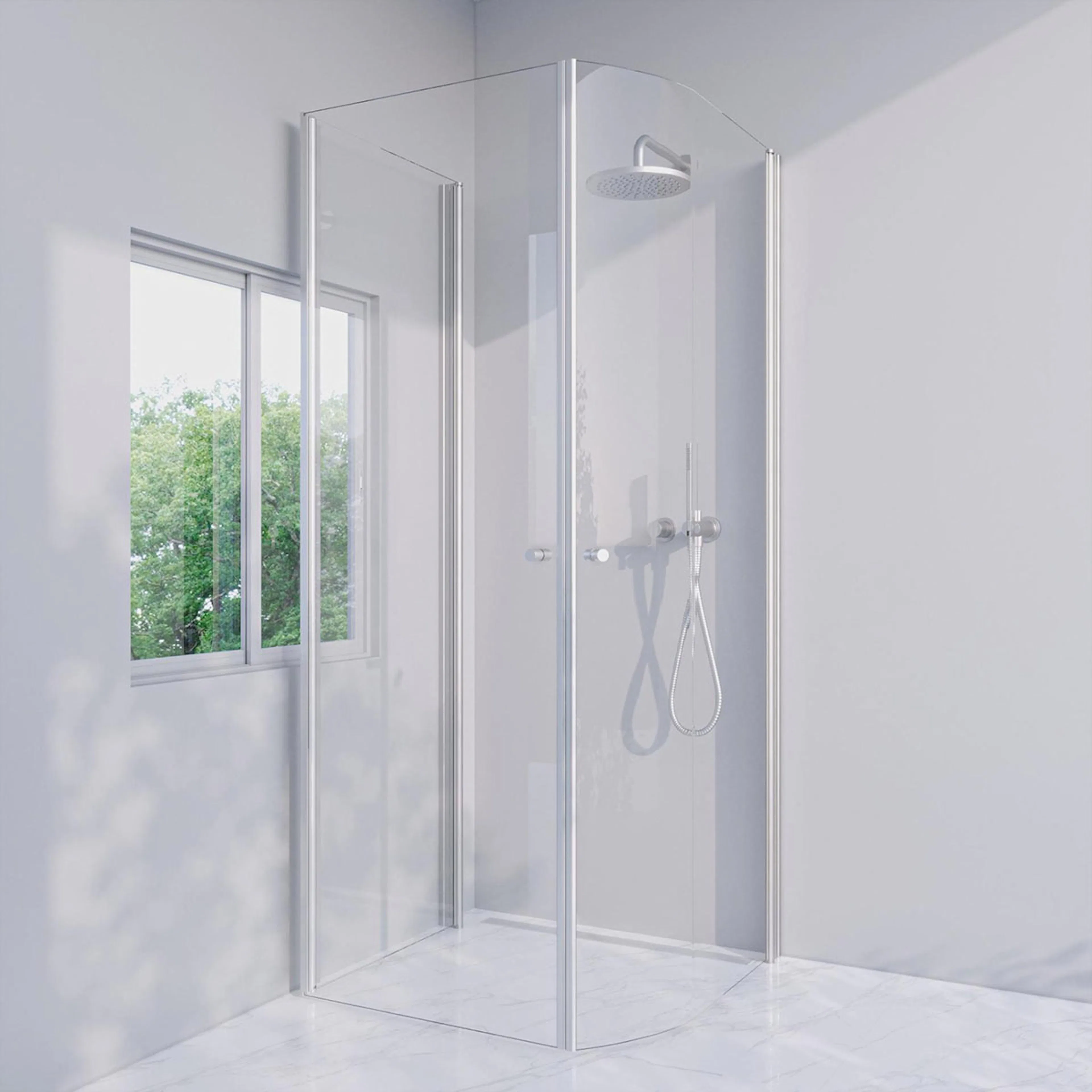 Invitrea Prime PH43/Högerhängd/84x90/Silvermatt/Fingergrepps Storlek: 84x900 mm, Glastyp: Klarglas, Handtag: Silvermatt Fingergreppsknopp, Profil: Silvermatt, Hängning: Högerhängd