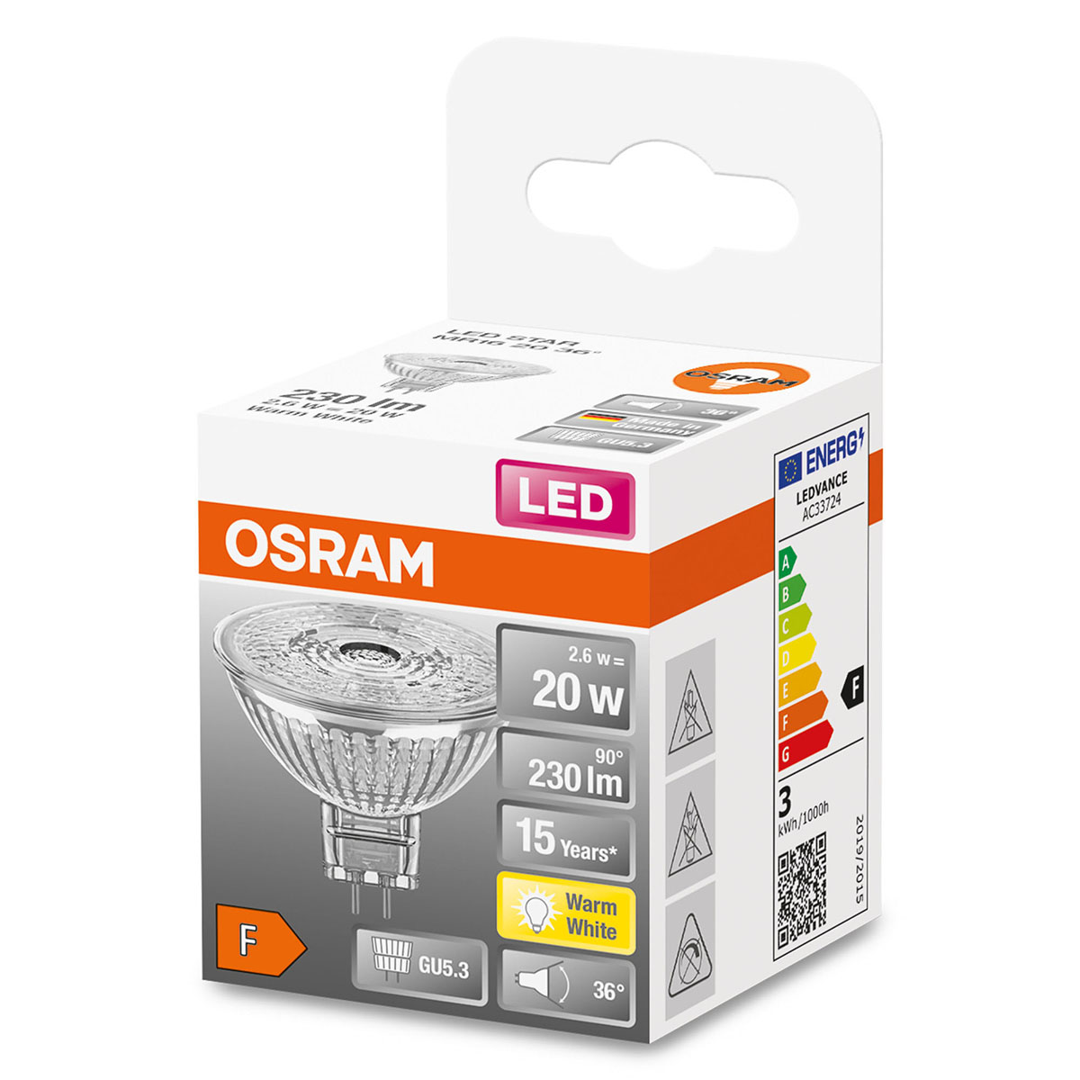 LED-Lampa Osram Mr16 (20) Gu5.3 36gr 2.6W