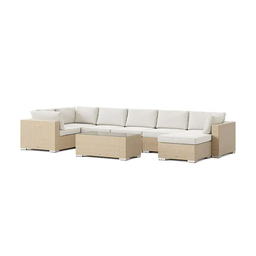 Loungegrupp Comfort Garden Bahamas U-formad utomhus loungegrupp 7-sits med vändbar divan och bord
