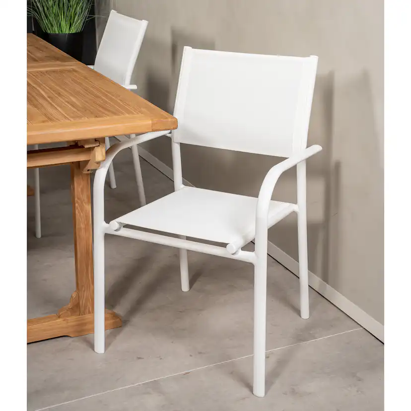 Matgrupp Venture Home Kenya 195-295x110 Teak med 4 Santorini Karmstolar
