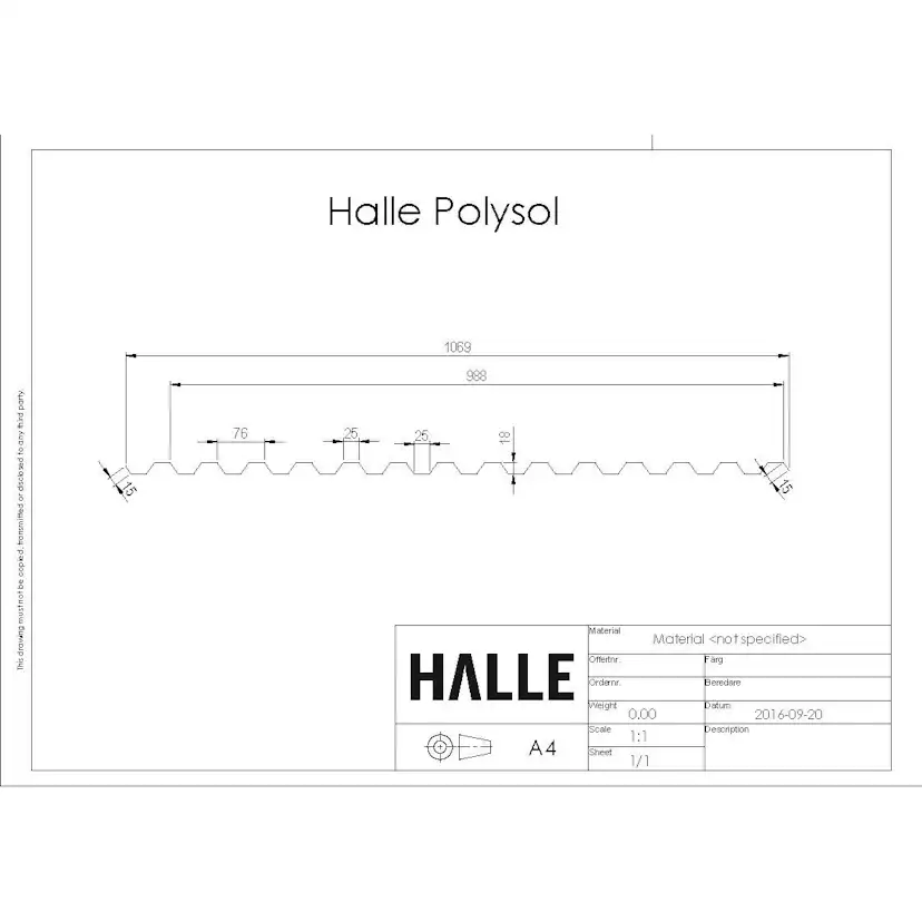 Polysol Komplett 3 skivor L= 4,0 m Opal LxB 4000x2964 mm