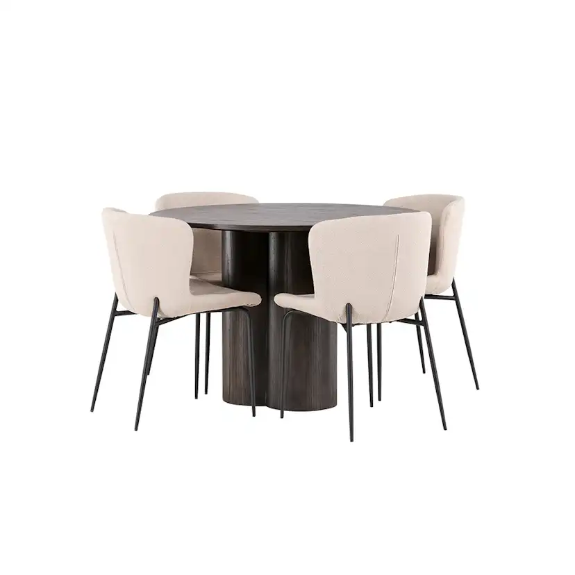 Matgrupp Venture Home Olivia Ø 110 cm med 4 Modesto Stolar