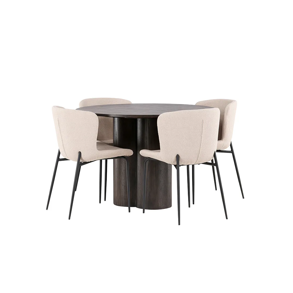Matgrupp Venture Home Olivia Ø 110 cm med 4 Modesto Stolar