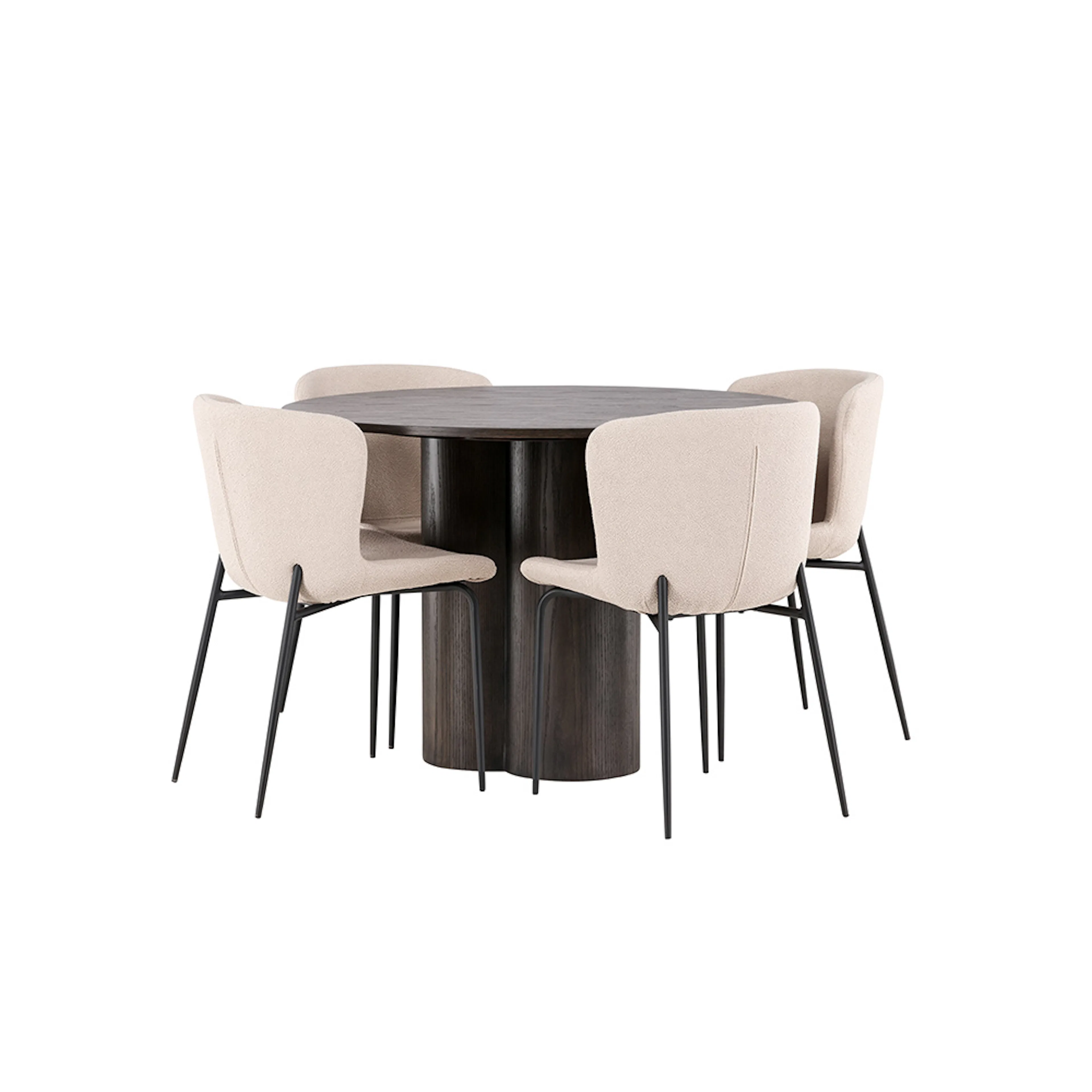 Matgrupp Venture Home Olivia Ø 110 cm med 4 Modesto Stolar