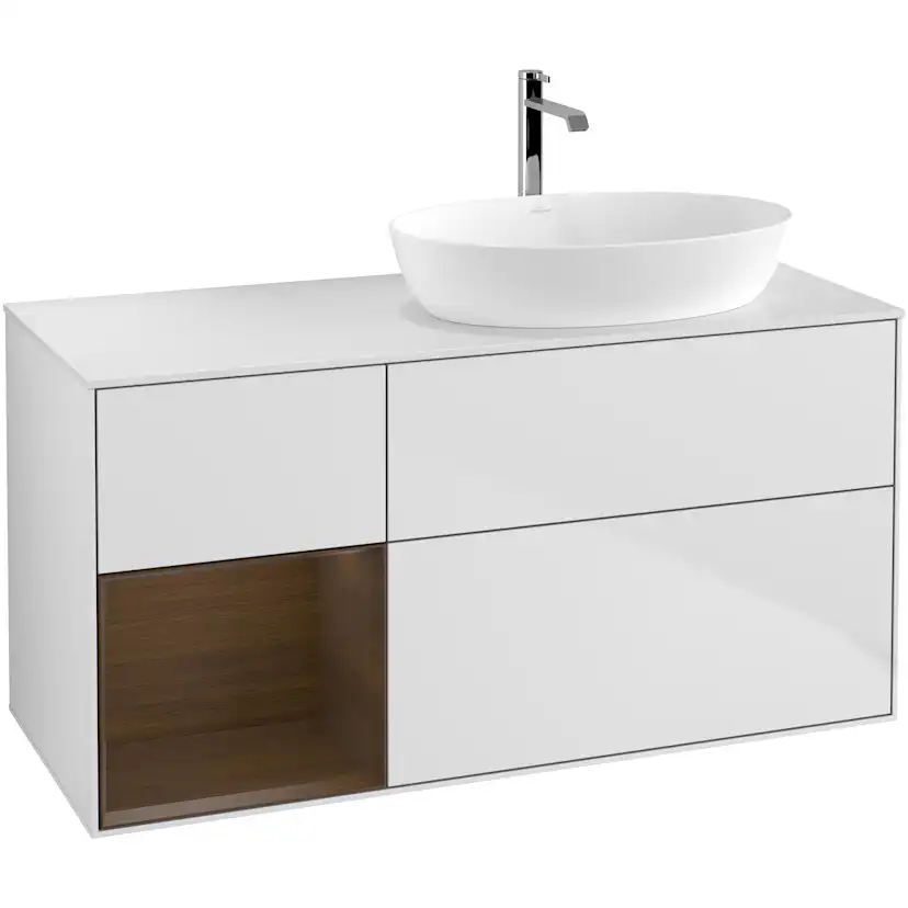 Tvättställsskåp Villeroy & Boch Finion med 3 Lådor Hylla och Bänkskiva för Ocentrerat Tvättställ från Artis & Collaro