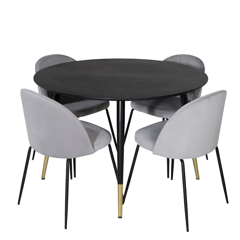 Matgrupp Venture Home Dipp Ø115 cm med 4 Wrinkles Stolar