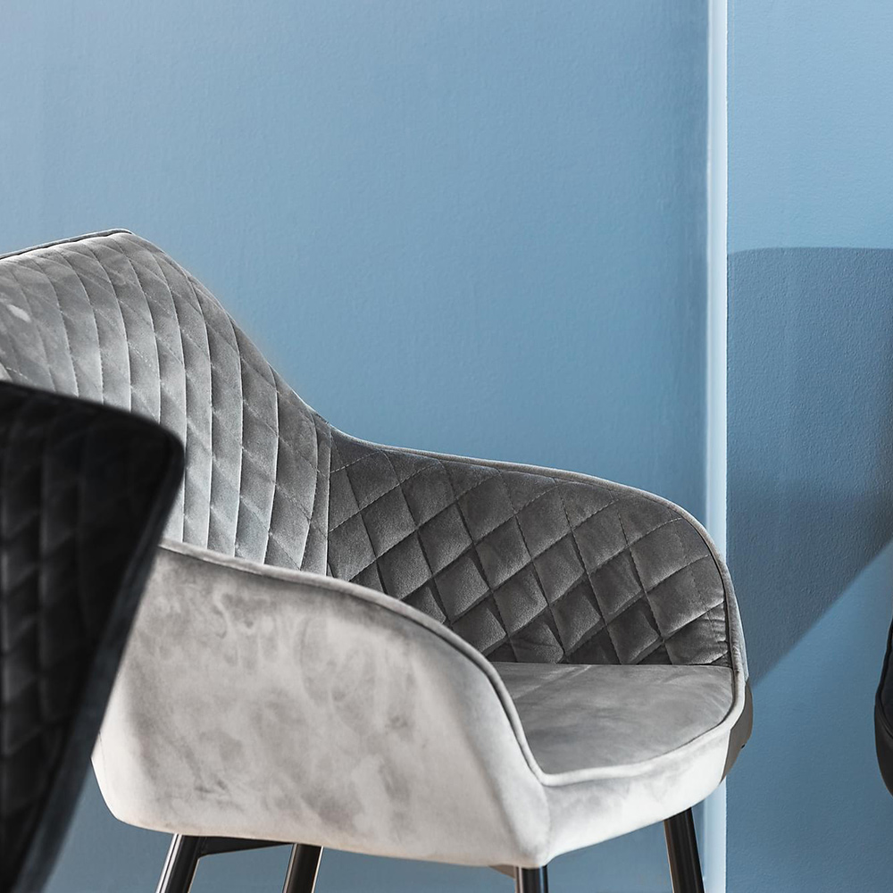 Matstol In Living Hennebyn Sammetsklädd Grå Stol 2 st