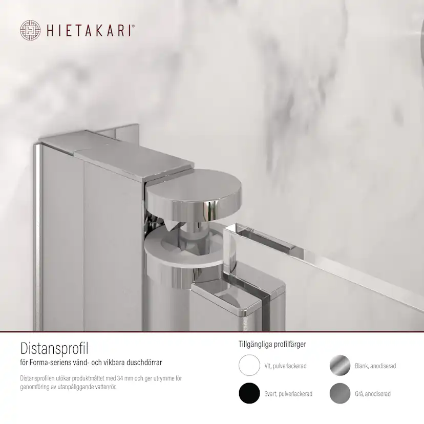 Distansprofil Hietakari för Duschvägg Forma Vändbar/Vikbar Svart